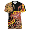 Kangaroo Australia Women V-Neck T-Shirt Aussie Aboriginal Dot Art