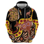Kangaroo Australia Zip Hoodie Aussie Aboriginal Dot Art