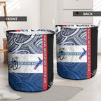 Personalised Cycling New Zealand Laundry Basket Aotearoa Map Fern Maori Pattern