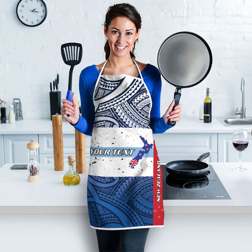 Personalised Cycling New Zealand Apron Aotearoa Map Fern Maori Pattern