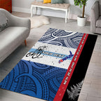 Personalised Cycling New Zealand Area Rug Aotearoa Map Fern Maori Pattern