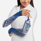 Personalised Cycling New Zealand Arm Sleeves Aotearoa Map Fern Maori Pattern