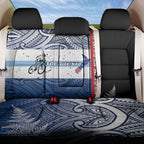 Personalised Cycling New Zealand Back Car Seat Cover Aotearoa Map Fern Maori Pattern