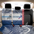 Personalised Cycling New Zealand Back Car Seat Cover Aotearoa Map Fern Maori Pattern