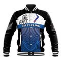 Personalised Cycling New Zealand Baseball Jacket Aotearoa Map Fern Maori Pattern