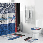 Personalised Cycling New Zealand Bathroom Set Aotearoa Map Fern Maori Pattern