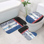 Personalised Cycling New Zealand Bathroom Set Aotearoa Map Fern Maori Pattern