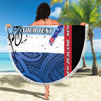 Personalised Cycling New Zealand Beach Blanket Aotearoa Map Fern Maori Pattern