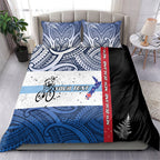 Personalised Cycling New Zealand Bedding Set Aotearoa Map Fern Maori Pattern