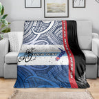 Personalised Cycling New Zealand Blanket Aotearoa Map Fern Maori Pattern