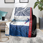 Personalised Cycling New Zealand Blanket Aotearoa Map Fern Maori Pattern