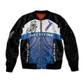 Personalised Cycling New Zealand Bomber Jacket Aotearoa Map Fern Maori Pattern