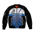 Personalised Cycling New Zealand Bomber Jacket Aotearoa Map Fern Maori Pattern