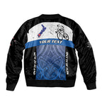 Personalised Cycling New Zealand Bomber Jacket Aotearoa Map Fern Maori Pattern