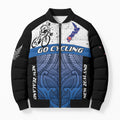 Personalised Cycling New Zealand Bomber Puffer Jacket Aotearoa Map Fern Maori Pattern