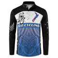 Personalised Cycling New Zealand Button Sweatshirt Aotearoa Map Fern Maori Pattern
