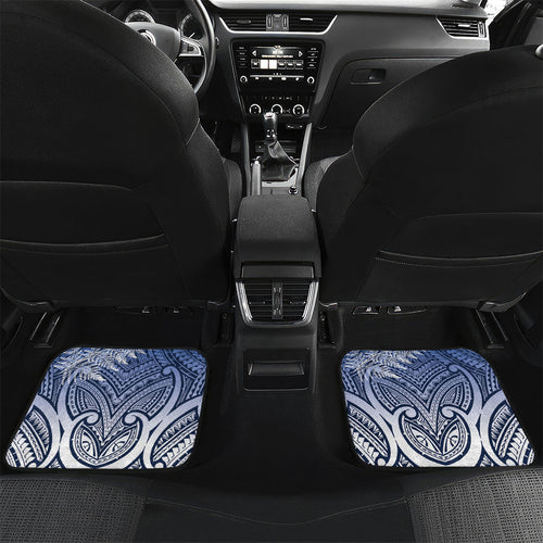 Personalised Cycling New Zealand Car Mats Aotearoa Map Fern Maori Pattern
