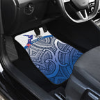 Personalised Cycling New Zealand Car Mats Aotearoa Map Fern Maori Pattern