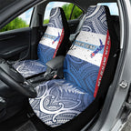 Personalised Cycling New Zealand Car Seat Cover Aotearoa Map Fern Maori Pattern