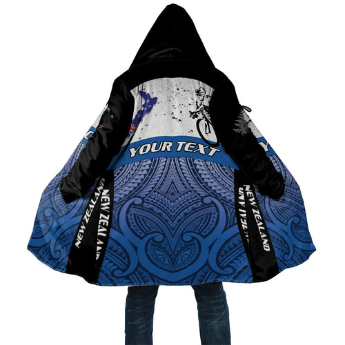 Personalised Cycling New Zealand Cloak Aotearoa Map Fern Maori Pattern