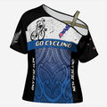 Personalised Cycling New Zealand Cross Shoulder Shirt Aotearoa Map Fern Maori Pattern