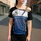 Personalised Cycling New Zealand Cross Shoulder Shirt Aotearoa Map Fern Maori Pattern