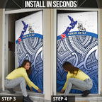 Personalised Cycling New Zealand Door Cover Aotearoa Map Fern Maori Pattern