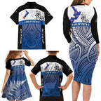 Personalised Cycling New Zealand Family Matching Long Sleeve Bodycon Dress and Hawaiian Shirt Aotearoa Map Fern Maori Pattern