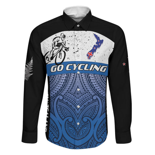 Personalised Cycling New Zealand Family Matching Long Sleeve Bodycon Dress and Hawaiian Shirt Aotearoa Map Fern Maori Pattern
