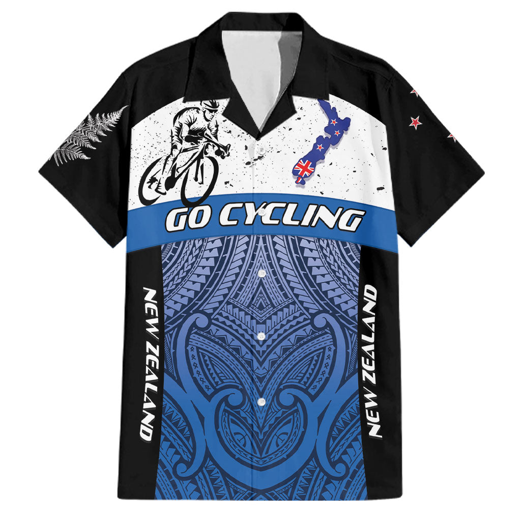 Personalised Cycling New Zealand Family Matching Mermaid Dress and Hawaiian Shirt Aotearoa Map Fern Maori Pattern