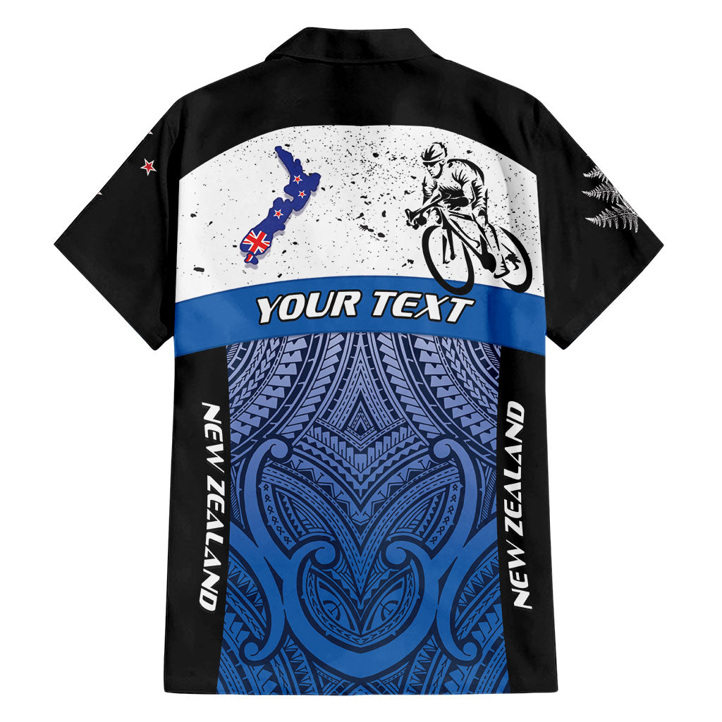 Personalised Cycling New Zealand Family Matching Summer Maxi Dress and Hawaiian Shirt Aotearoa Map Fern Maori Pattern