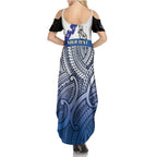 Personalised Cycling New Zealand Family Matching Summer Maxi Dress and Hawaiian Shirt Aotearoa Map Fern Maori Pattern