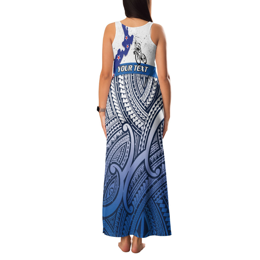 Personalised Cycling New Zealand Family Matching Tank Maxi Dress and Hawaiian Shirt Aotearoa Map Fern Maori Pattern