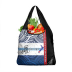 Personalised Cycling New Zealand Grocery Bag Aotearoa Map Fern Maori Pattern