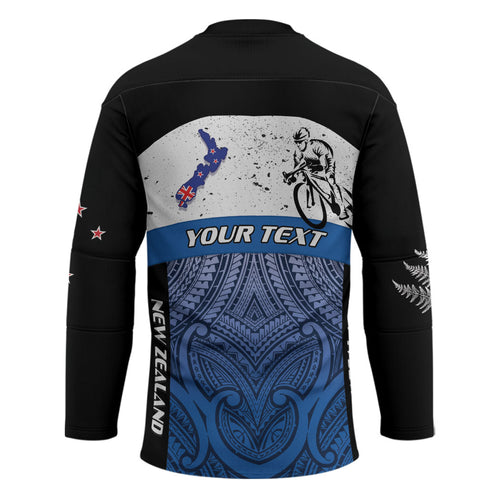 Personalised Cycling New Zealand Hockey Jersey Aotearoa Map Fern Maori Pattern