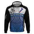 Personalised Cycling New Zealand Hoodie Aotearoa Map Fern Maori Pattern
