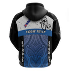 Personalised Cycling New Zealand Hoodie Aotearoa Map Fern Maori Pattern