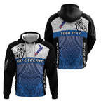 Personalised Cycling New Zealand Hoodie Aotearoa Map Fern Maori Pattern