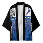 Personalised Cycling New Zealand Kimono Aotearoa Map Fern Maori Pattern