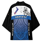 Personalised Cycling New Zealand Kimono Aotearoa Map Fern Maori Pattern