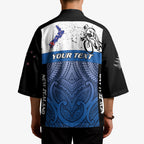 Personalised Cycling New Zealand Kimono Aotearoa Map Fern Maori Pattern