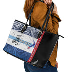 Personalised Cycling New Zealand Leather Tote Bag Aotearoa Map Fern Maori Pattern