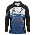 Personalised Cycling New Zealand Long Sleeve Polo Shirt Aotearoa Map Fern Maori Pattern