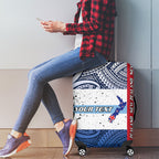 Personalised Cycling New Zealand Luggage Cover Aotearoa Map Fern Maori Pattern