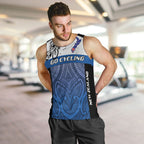 Personalised Cycling New Zealand Men Tank Top Aotearoa Map Fern Maori Pattern