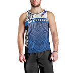 Personalised Cycling New Zealand Men Tank Top Aotearoa Map Fern Maori Pattern