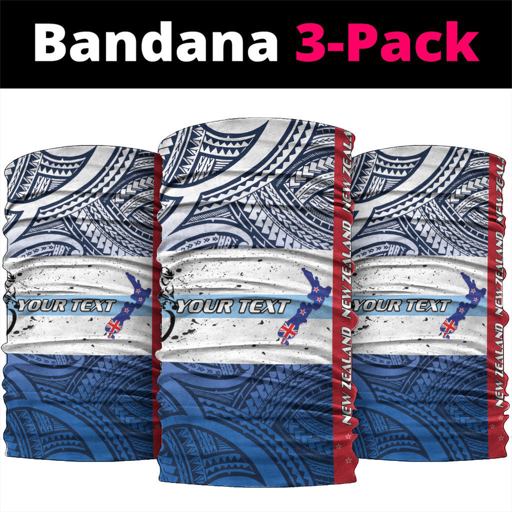 Personalised Cycling New Zealand Neck Gaiter Aotearoa Map Fern Maori Pattern