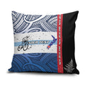 Personalised Cycling New Zealand Pillow Cover Aotearoa Map Fern Maori Pattern