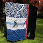 Personalised Cycling New Zealand Quilt Aotearoa Map Fern Maori Pattern