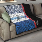 Personalised Cycling New Zealand Quilt Aotearoa Map Fern Maori Pattern